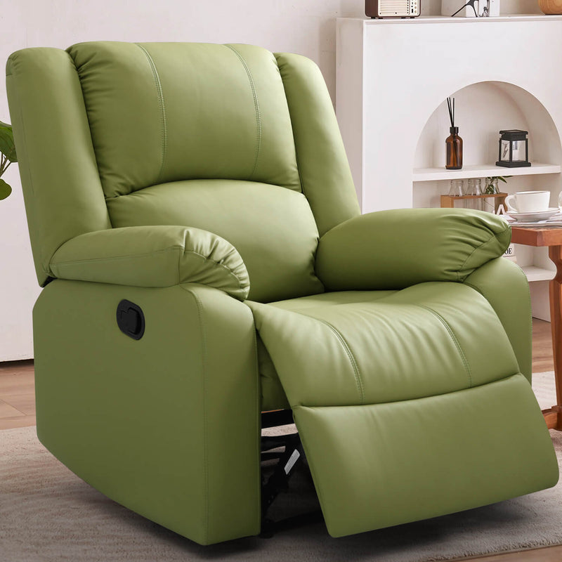 Asjmreye Manual Recliner Chair Recliner Soft Armrests For Living Room 35" Width, Leather,Green