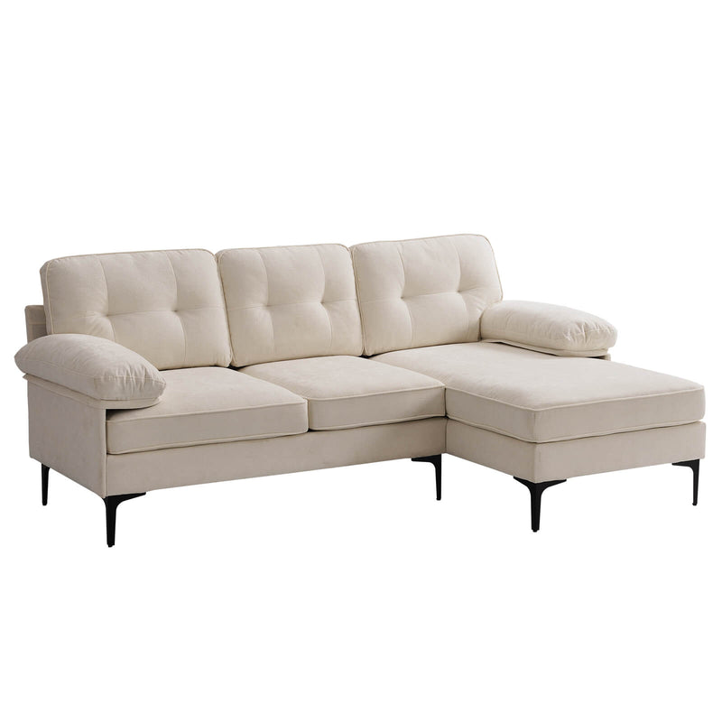 Asjmreye Sectional Sofa L-Shape Couch with Chaise Chenille Fabric Beige