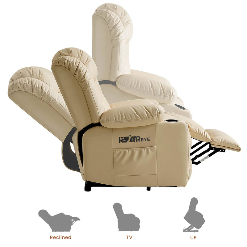 ASJMREYE Luxury Power Lift Recliner Massage Chair With Vibration Massage and Heating, Beige