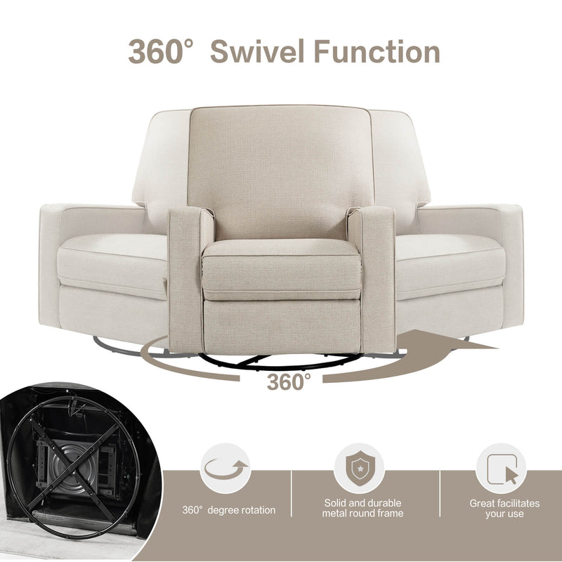 Asjmreye  Nursery Swivel Glider Fabric Manual Recliner Chair size