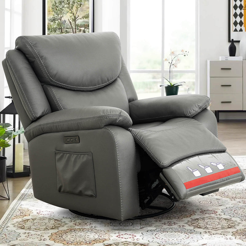 Asjmreye Swivel Rocking Recliner With Max 270° Swivel 30°Rocking Fabric Power Recliner Chair,35.4' Width