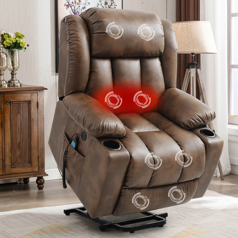 Luxury Power Lift Recliner Chair With Vibration Massage and Heating,With Cup Holder