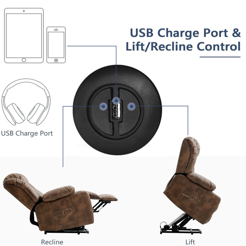 Luxury Power Lift Recliner Chair With Vibration Massage and Heating,With Cup Holder