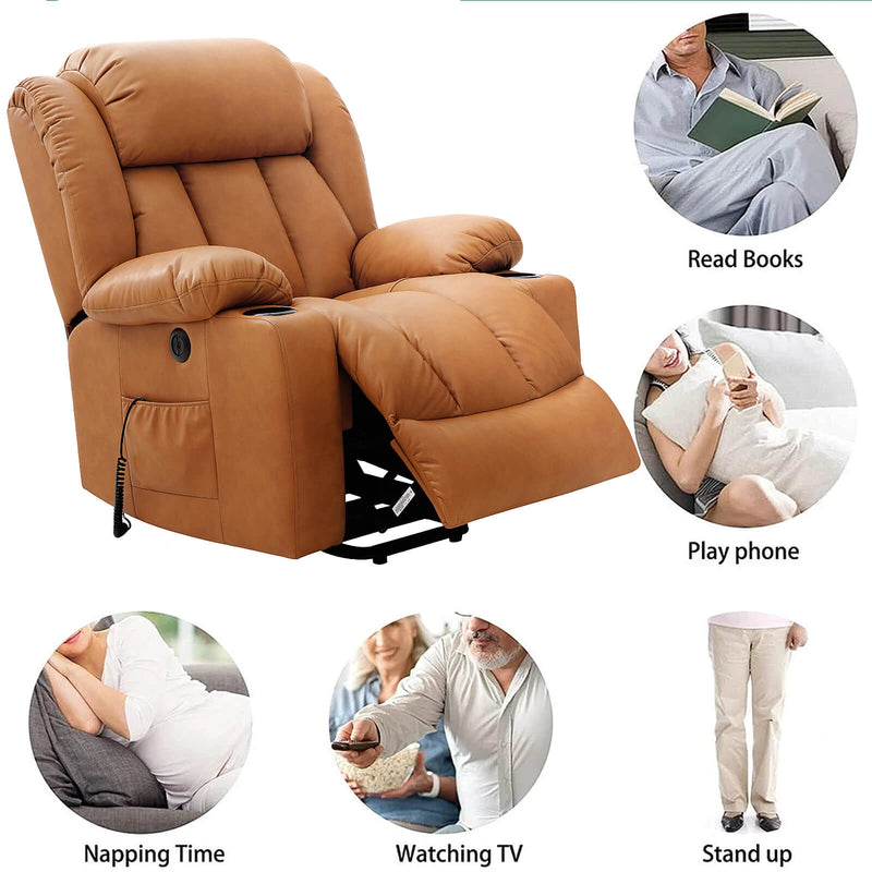 Luxury Power Lift Recliner Chair With Vibration Massage and Heating,With Cup Holder