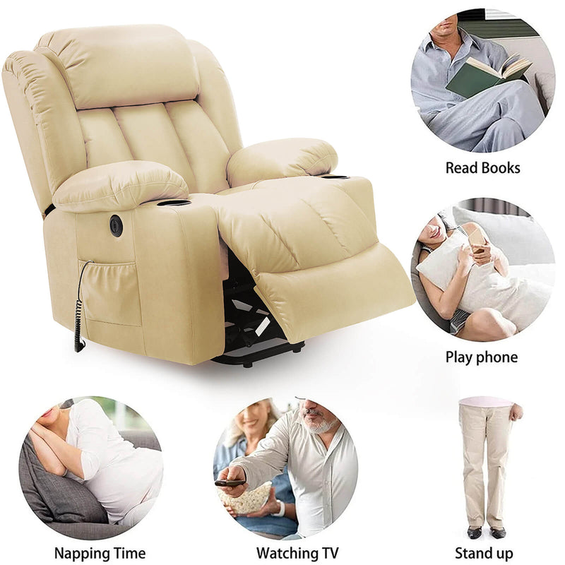 Luxury Power Lift Recliner Chair With Vibration Massage and Heating,With Cup Holder