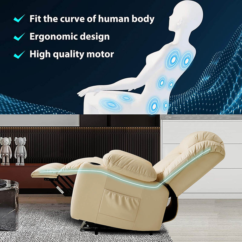 Luxury Power Lift Recliner Chair With Vibration Massage and Heating,With Cup Holder