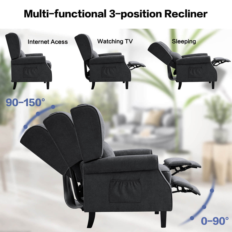 Wingback Recliner Chair with Heating and Vibrating Massage, Fabric